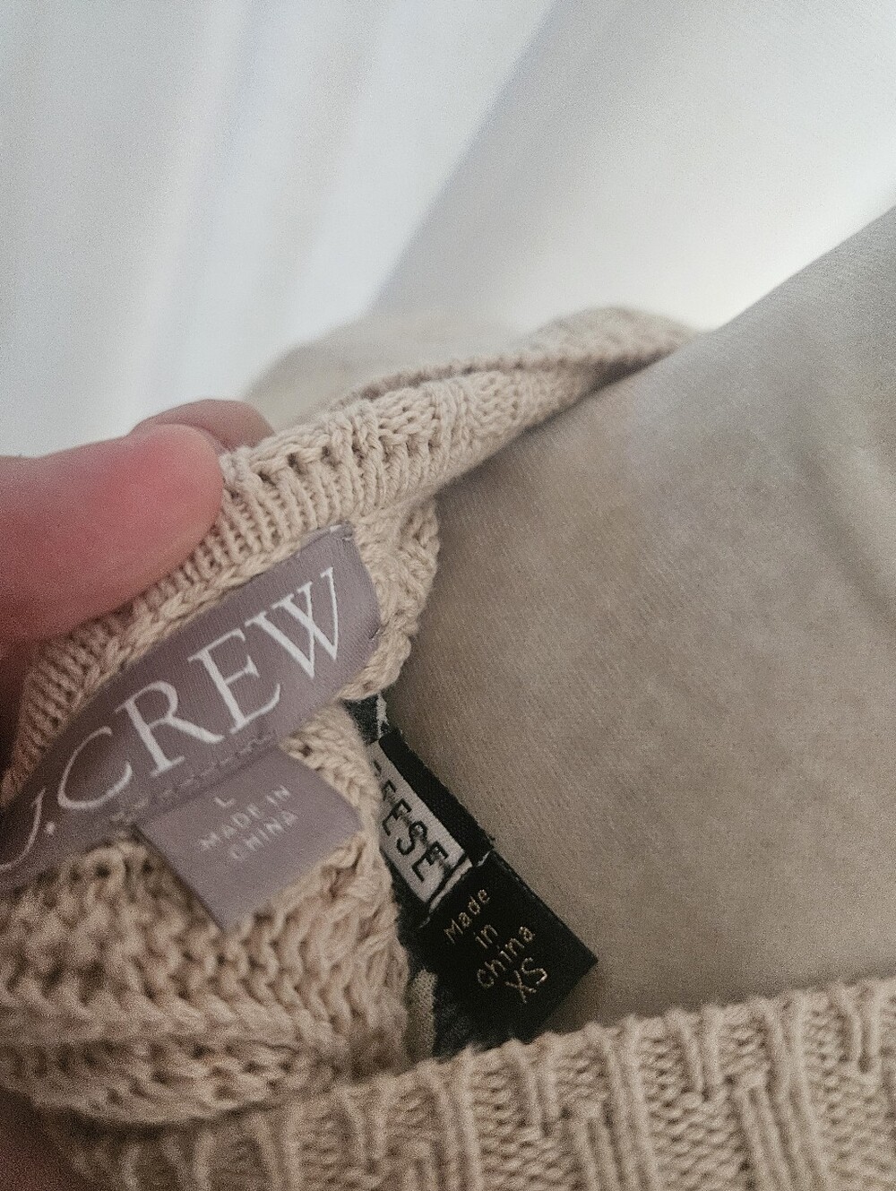 J. Crew Cream Cable-Knit Open-Front Cardigan 100% Cotton Large - Picture 4 of 4